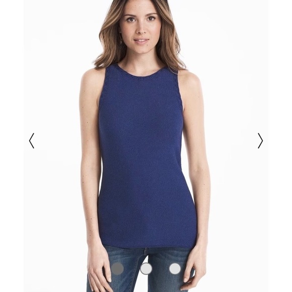 WHITE HOUSE BLACK MARKET-BLUE SLEEVELESS SWEATER-SIZE XL - Picture 1 of 12